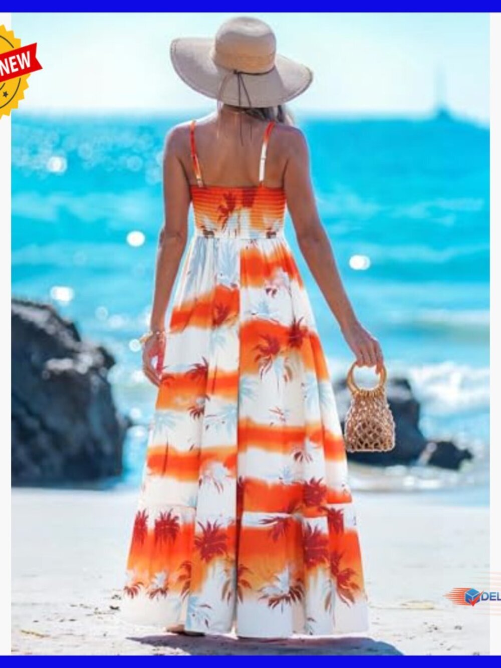 Spaghetti Strap Maxi Dress A-Line Flowy Summer Casual Beach - Picture 3 of 7